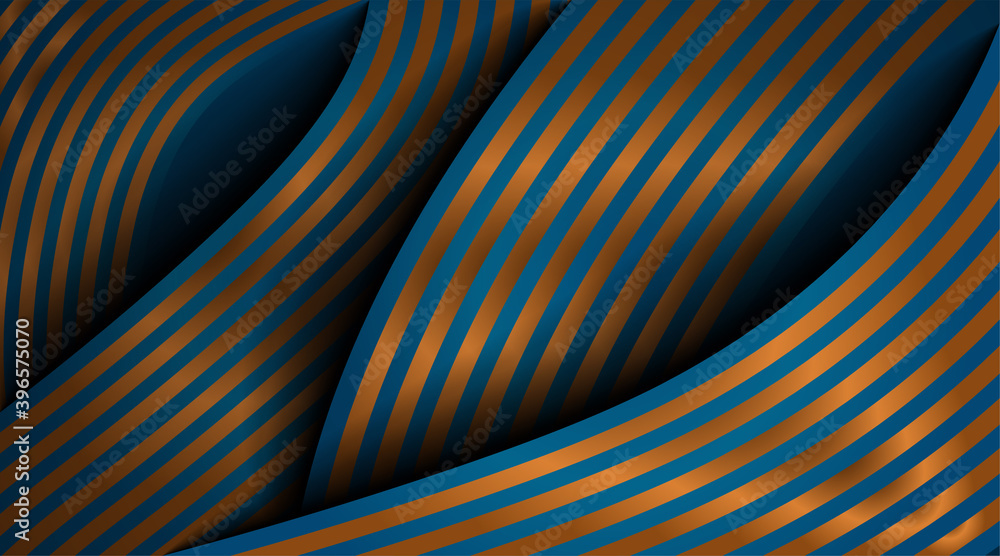 3d modern abstract vector wave design. gold texture lines and dark blue ...