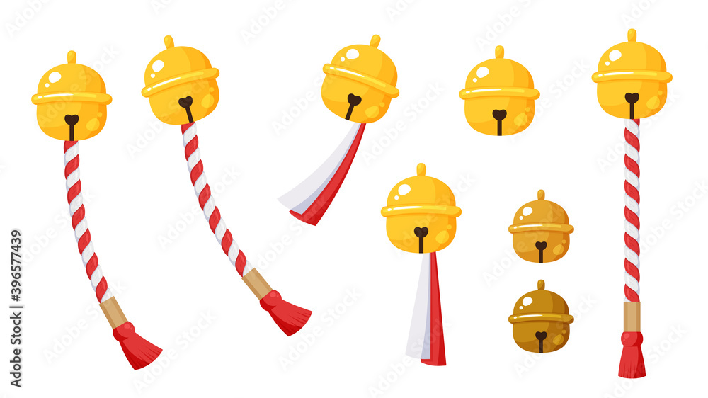 かわいい神社の鈴のイラスト素材セット Stock Vector Adobe Stock