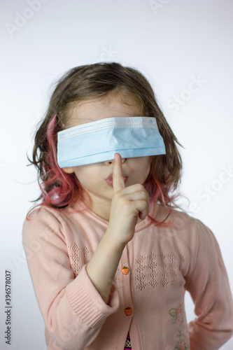 Tsss! little kid girl with ...