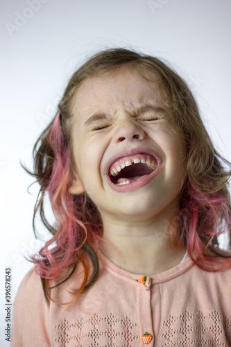 Adorable little kid girl la...