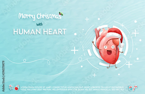 The human heart celebrates Christmas eve. A concept hospital for wallpaper and web.