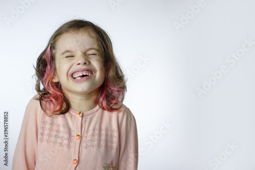 Adorable little kid girl la...