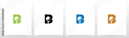 Golf Ball On Letter Logo Design B
