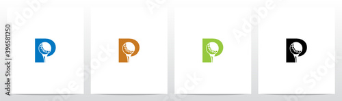 Golf Ball On Letter Logo Design P