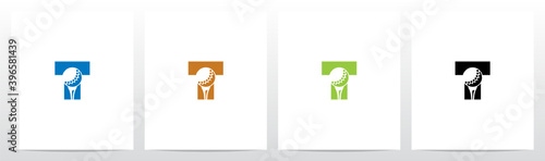 Golf Ball On Letter Logo Design T