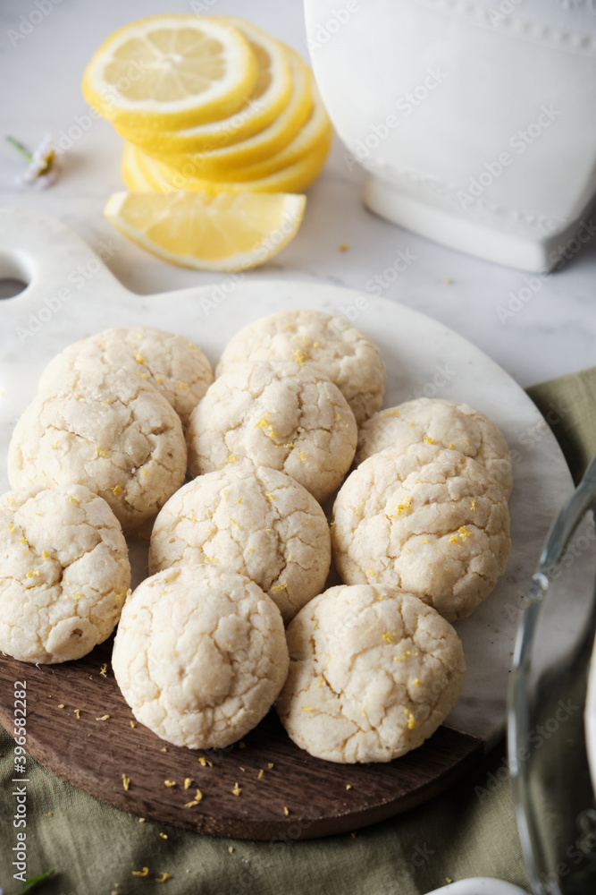 lemon cookies set on white cafe table background. lemon cookies set on white cafe table background.