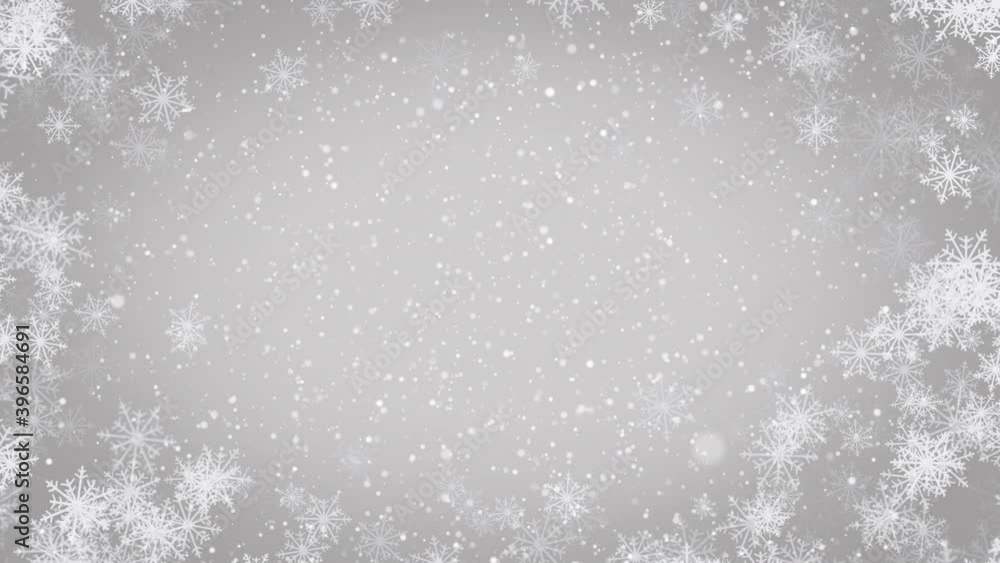 Silver abstract ice snowflakes Christmas animated grey background. Background white glitter frame. Winter xmas theme. Seamless loop Silver abstract ice snowflakes Christmas animated grey background. Background white glitter frame. Winter xmas theme. Seamless loop
