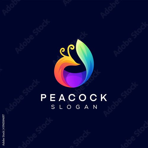 peacock color gradient logo design