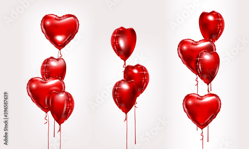 Red foil balloons composition set