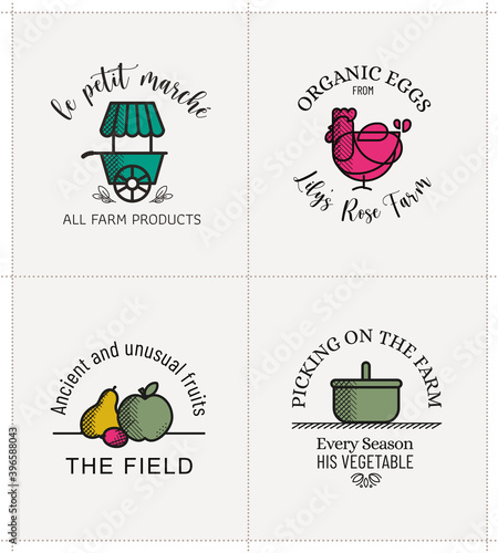 Logo épicerie, marché, producteur de légumes biologique pour un circuit court et local