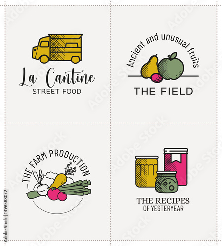 Logo épicerie, marché, producteur de légumes biologique pour un circuit court et local