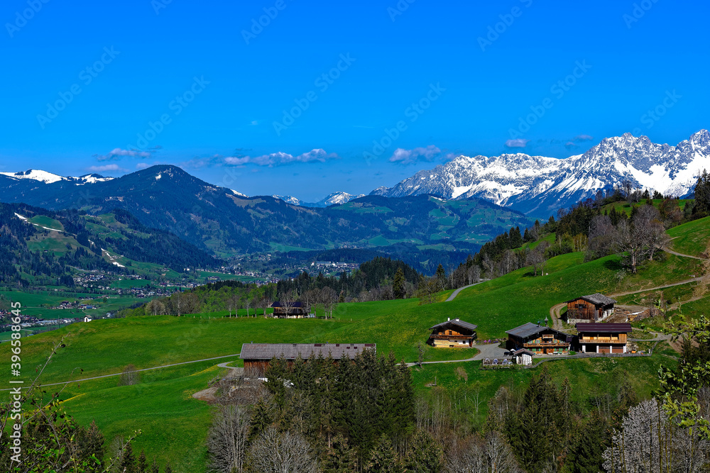 Mountain landscape view in Tyrolean alps