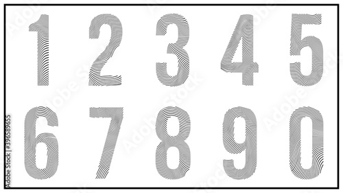 Numbers with illusion wave lines effect