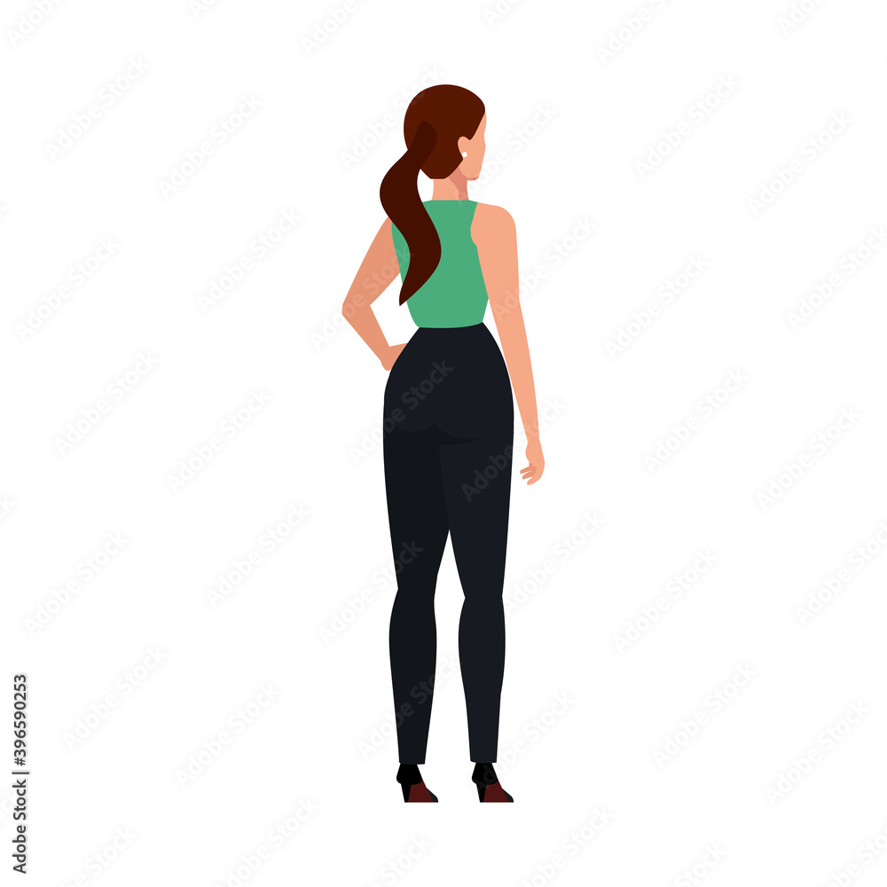 elegant business woman back standing character vector illustration design elegant business woman back standing character vector illustration design