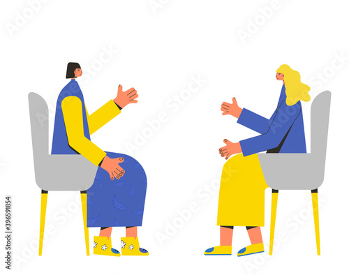 Mental health therapy session. Vector color flat.