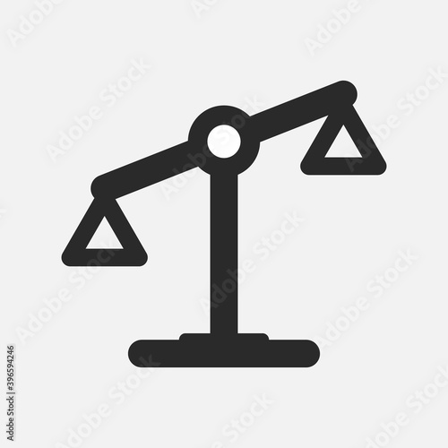 Black mechanical scales balance icon isolated on white. Justice, law scale. Vector illustration. value, solution and rationality balance. pros and cons scale.
