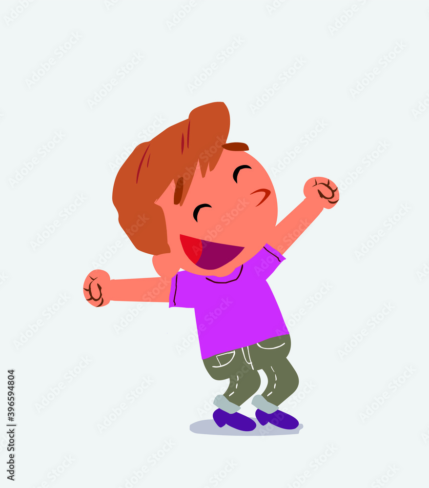  Euphoric cartoon character of little boy on jeans