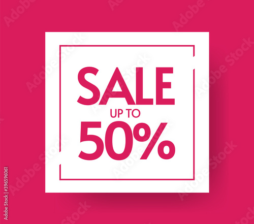 Discount off sale offer promotion banner vector label, percentage clearance tag white red color sticker modern design