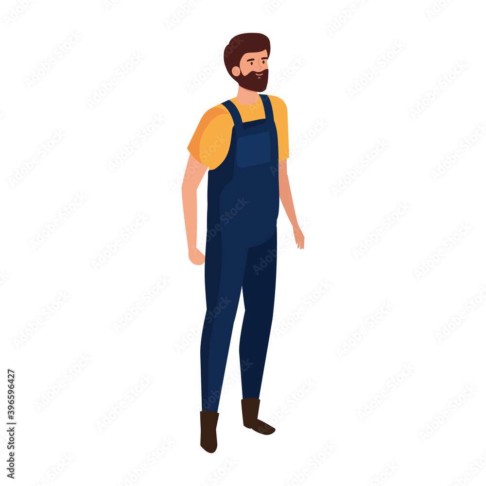 bearded worker with overalls character vector illustration design bearded worker with overalls character vector illustration design