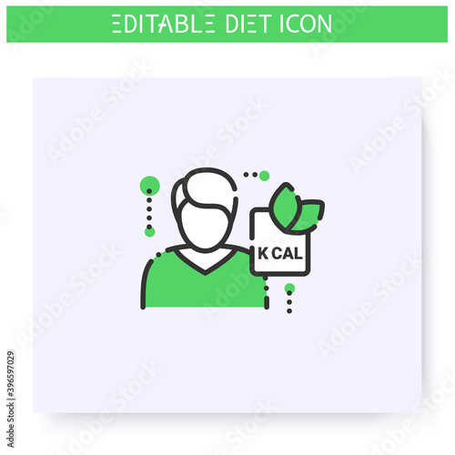 Nutritionist line icon.Doctor, nutrition consultant.Healthy eating. Dietary nutrition.Diet. Weight loss. Portion control. Calorie count.Slimming concept. Isolated vector illustration.Editable stroke 