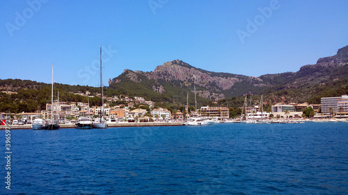 Beautiful harbour scenery of Port of Soller (Puerto de Soller), Mallorca , Spain