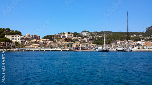Beautiful harbour scenery of Port of Soller (Puerto de Soller), Mallorca , Spain