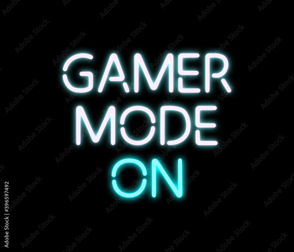 Gamer Mode ON - Neon Design with Black Background Gamer Mode ON - Neon Design with Black Background