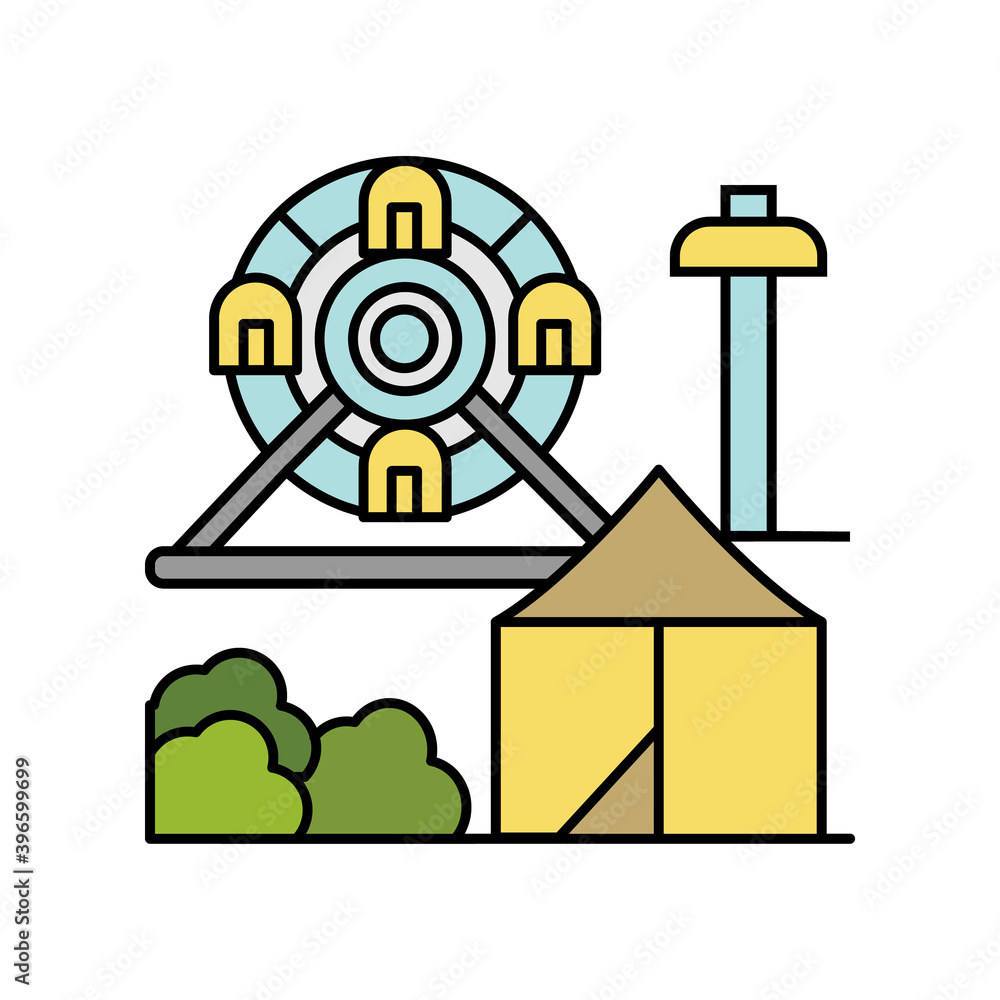 Εκτύπωση καμβά Amusement fair fun city line icon. Element of landscapes icon