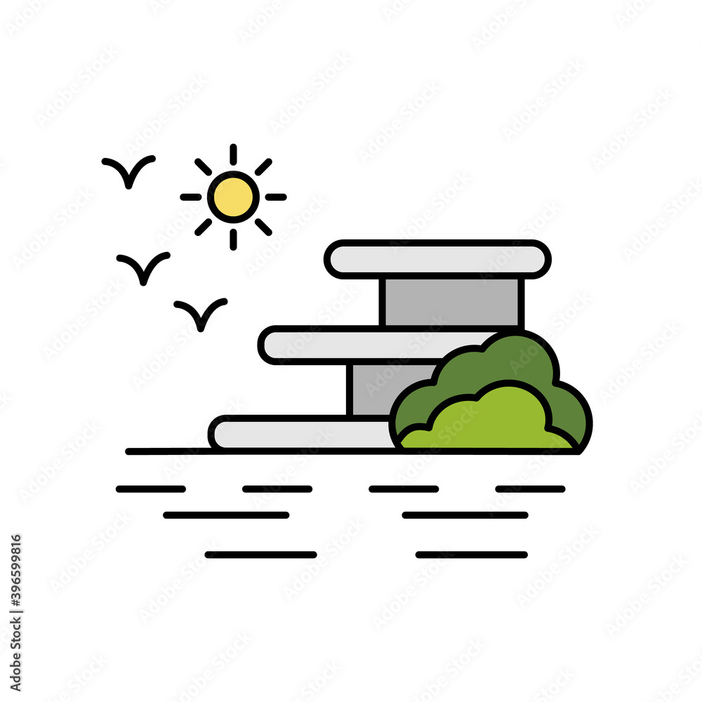 Resort relax sea nature line icon. Element of landscapes icon Resort relax sea nature line icon. Element of landscapes icon