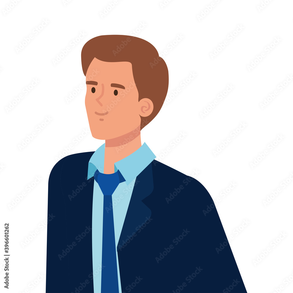 elegant businessman with blue tie avatar character vector illustration design elegant businessman with blue tie avatar character vector illustration design