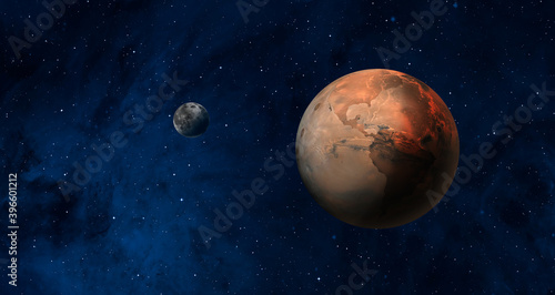 Fototapeta Naklejka Na Ścianę i Meble -  The future world outlook after global warming - As the planet Mars  