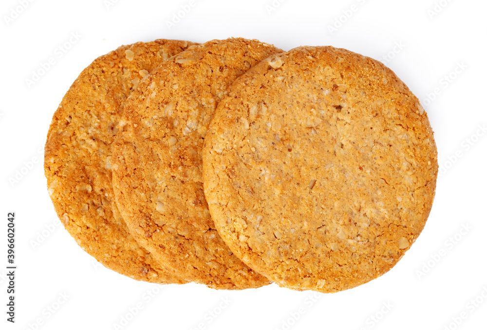 Stack of oat cookies isolated on white Stack of oat cookies isolated on white