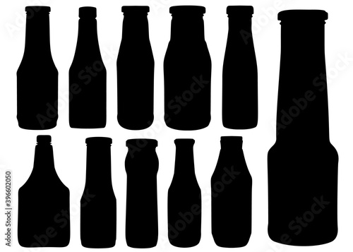 Ketchup and sauce bottles included. Vector image.