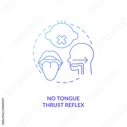 No tongue thrust reflex concept icon. Introducing baby food important requirements. Feeding from your breast or bottle idea thin line illustration. Vector isolated outline RGB color drawing