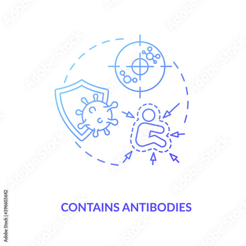 Contains antibodies concept icon. Breastfeeding benefits. Making body cells to fight diseases. Having good imune idea thin line illustration. Vector isolated outline RGB color drawing