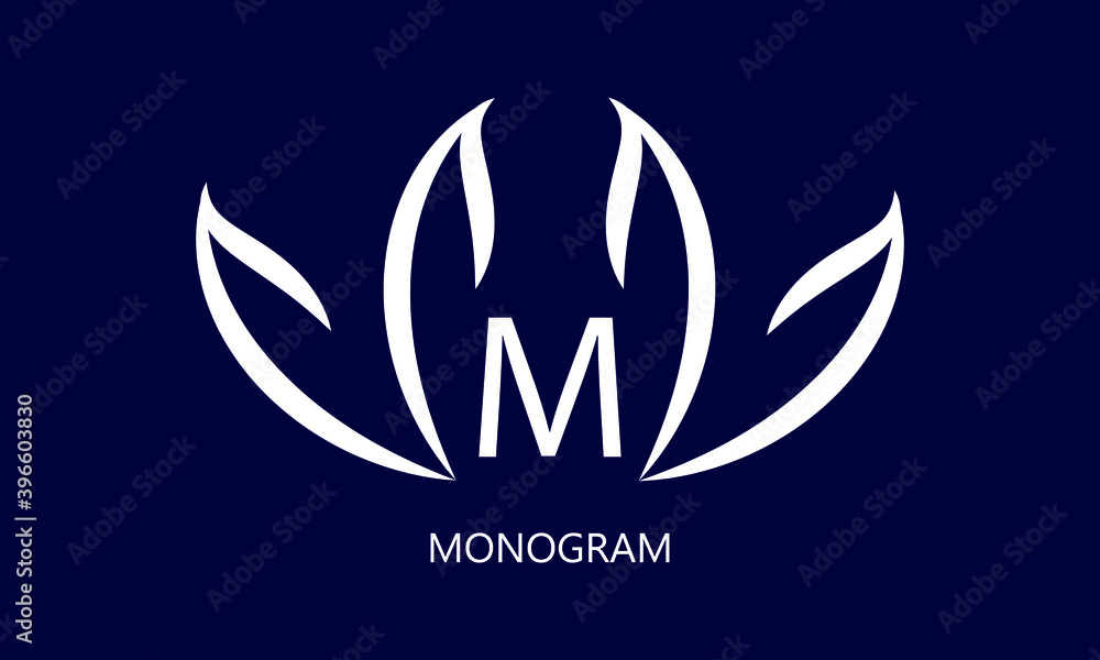 Elegant minimalist logo with the letter M in white on a dark background. Exquisite business sign, monogram identical to restaurant, boutique, hotel, jewelry. Elegant minimalist logo with the letter M in white on a dark background. Exquisite business sign, monogram identical to restaurant, boutique, hotel, jewelry.