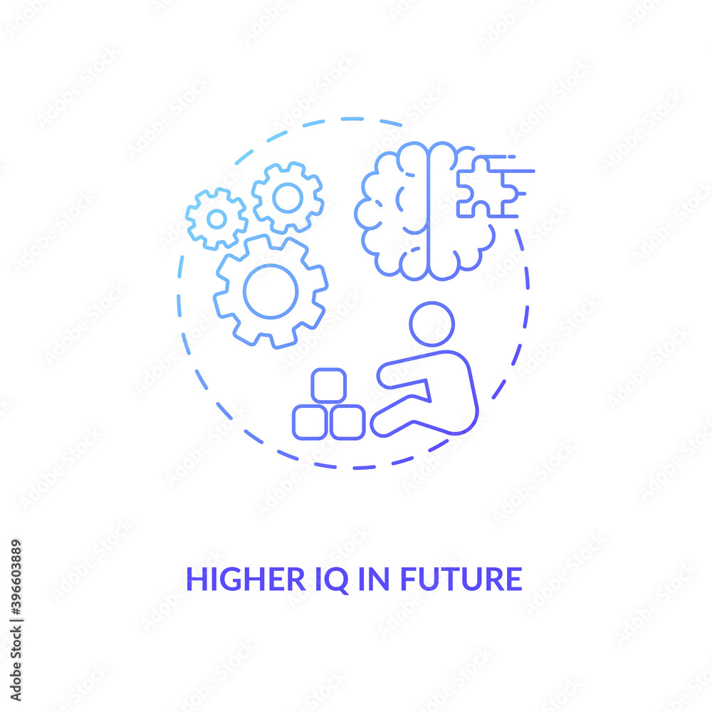 Higher IQ in future concept icon. Breastfeeding pros. Reasoning and problem solving abilities of children. Smart baby idea thin line illustration. Vector isolated outline RGB color drawing
