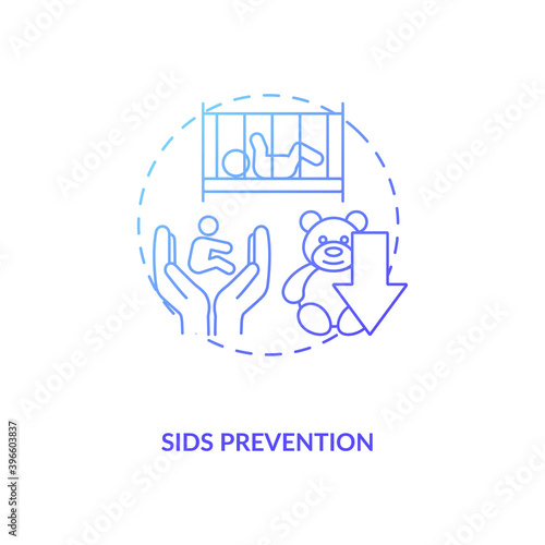 SIDS prevention concept icon. Breastfeeding pros. Sudden infant death prevention process. Motherhood benefits idea thin line illustration. Vector isolated outline RGB color drawing