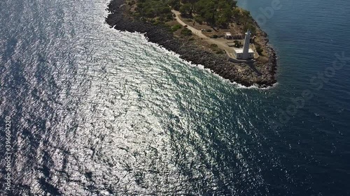 Aerial view of Cranae or Marathonisi island with Tzanetakis medieval tower photo