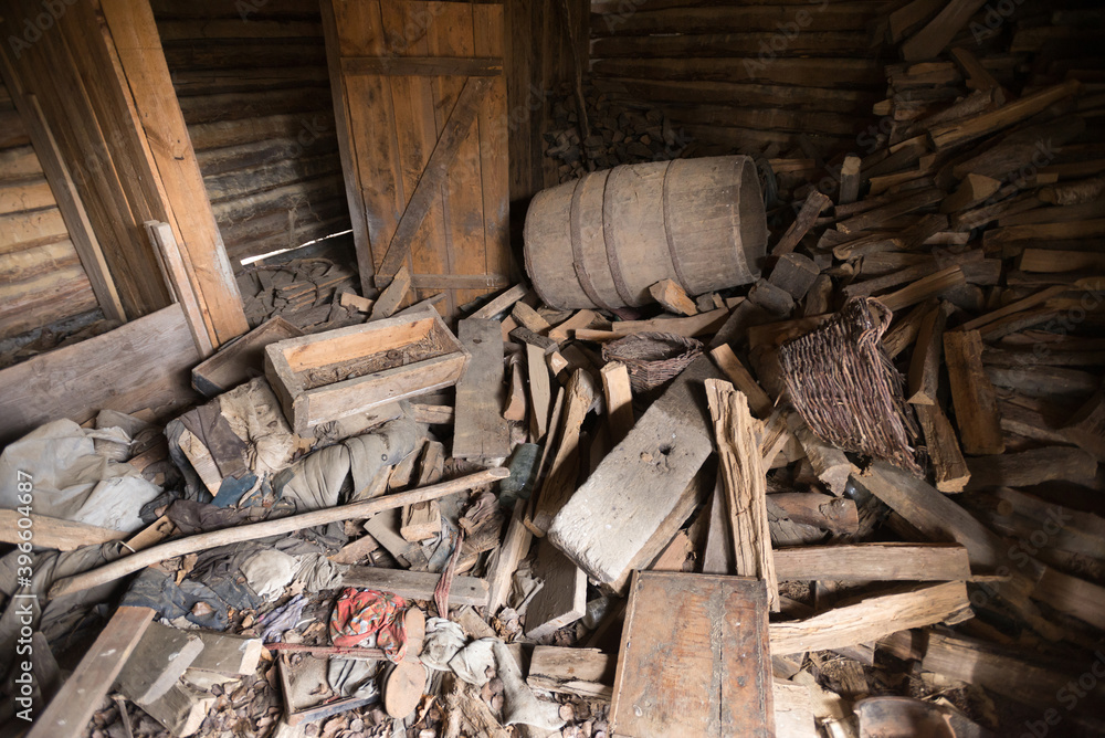 Barn in abandoned village of Chernobyl zone Barn in abandoned village of Chernobyl zone