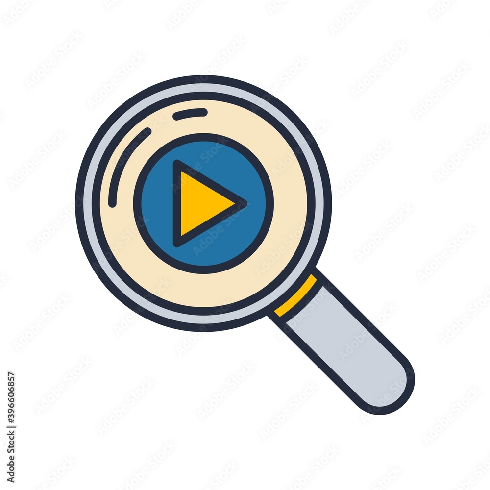 Video search, media browser icon. Vector illustration. Video search, media browser icon. Vector illustration.