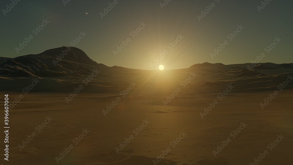 Fototapeta premium science fiction illustration, alien planet landscape, view from a beautiful planet, beautiful space background 3d render
