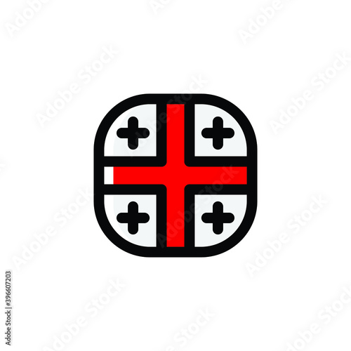 Georgia Icon, National Flag Square Symbol.