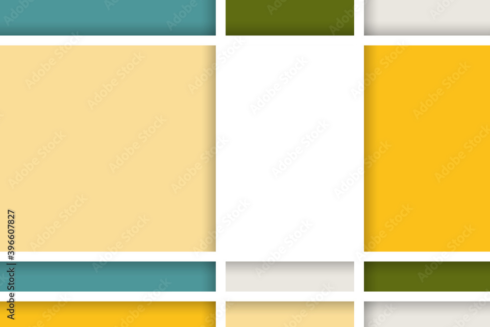 Naklejka premium Abstract white background with colorful paper cut abstract geometric shapes. Design for poster, banner, card. 3D paper images with a subtle blend of pastel colors. Copy space.