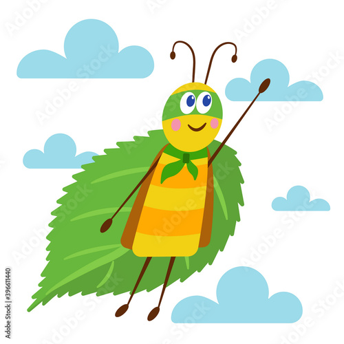 vector image flying insect superhero