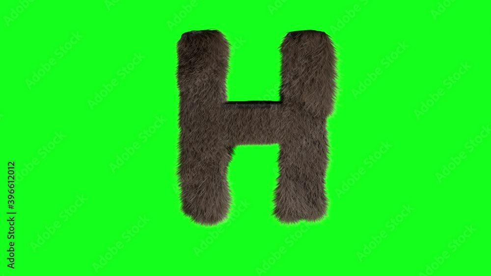 Abstract hairy letter H sign fluffy furry alphabet green screen chroma key animation 3d Abstract hairy letter H sign fluffy furry alphabet green screen chroma key animation 3d