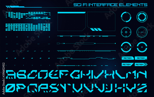 Set of Sci Fi Modern User Interface Elements. Futuristic Abstract HUD. Good for game UI. Vector Illustration EPS10	