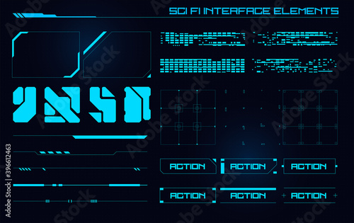 Set of Sci Fi Modern User Interface Elements. Futuristic Abstract HUD. Good for game UI. Vector Illustration EPS10	