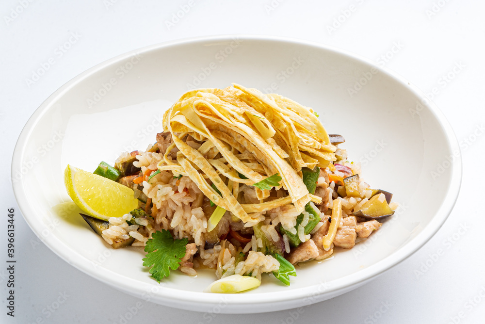 fried rice with eat and vegetables fried rice with eat and vegetables