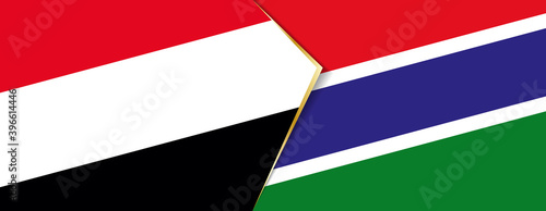 Yemen and Gambia flags, two vector flags. photo